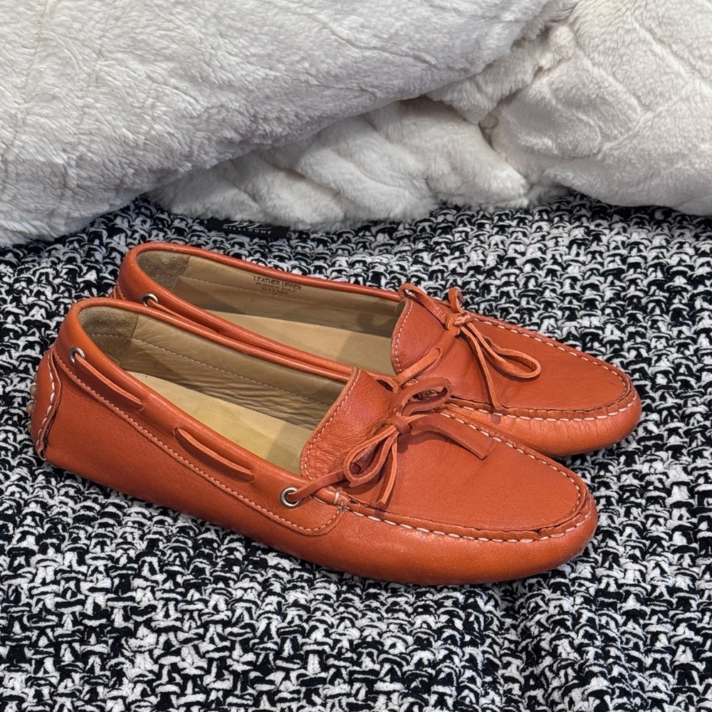 Niccolo Vicari Made in Italy of Vibrant Orange Italian Leather Driving Moccasins
